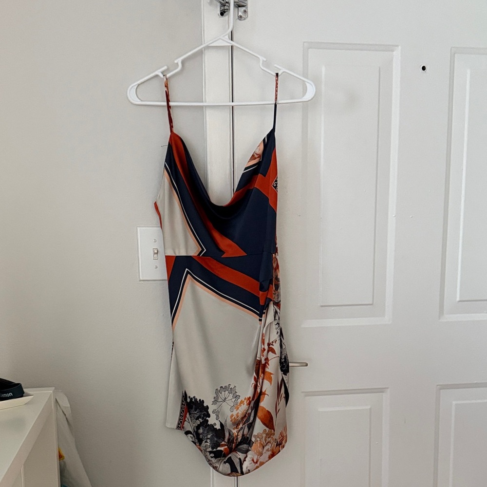 Fashion Nova Geometric Mini Dress - Navy, Orange, White